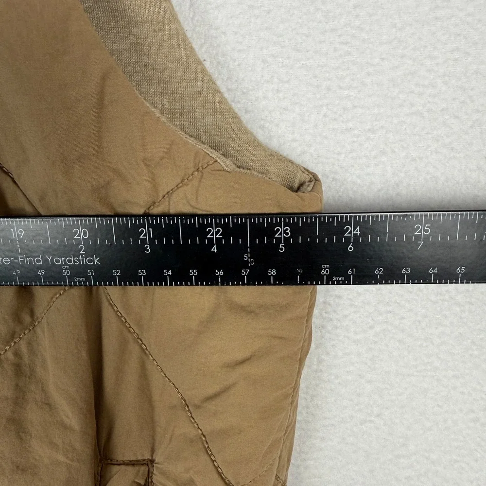 Carbon2Cobalt Beachstone Vest Womens L Camel Brown Quilted Hooded Snap Vent